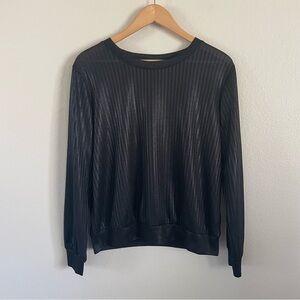 Who What Wear Black Ribbed Semi Sheer  Sweater Top Size Large